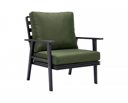 LeisureMod Walbrooke Modern 3-Piece Outdoor Patio Set with Black Aluminum Frame - Green