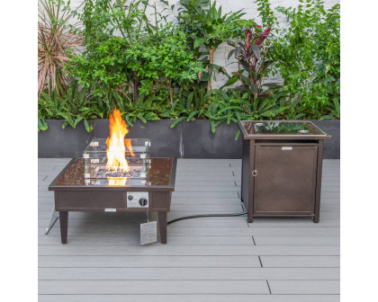 LeisureMod Walbrooke Outdoor Patio Round Fire Pit and Tank Holder