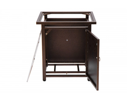 LeisureMod Walbrooke Outdoor Patio Square Fire Pit and Tank Holder - Brown