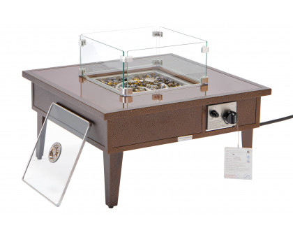 LeisureMod Walbrooke Modern Outdoor Square Fire Pit Table with Powder-Coated Aluminum Frame