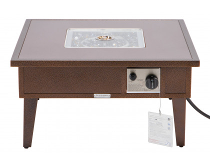 LeisureMod Walbrooke Modern Outdoor Square Fire Pit Table with Powder-Coated Aluminum Frame - Brown