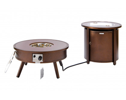 LeisureMod Walbrooke Outdoor Patio Round Fire Pit and Tank Holder