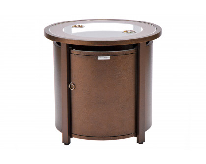 LeisureMod Walbrooke Outdoor Patio Round Fire Pit and Tank Holder - Brown