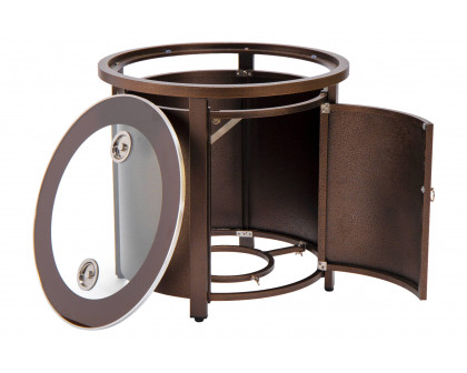 LeisureMod Walbrooke Outdoor Patio Round Fire Pit and Tank Holder - Brown