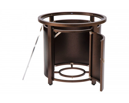 LeisureMod Walbrooke Outdoor Patio Round Fire Pit and Tank Holder - Brown