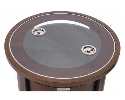 LeisureMod Walbrooke Outdoor Patio Round Fire Pit and Tank Holder - Brown