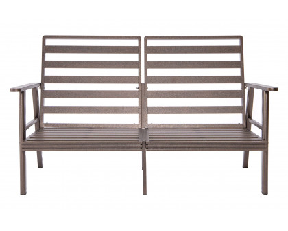 LeisureMod Walbrooke Modern Outdoor Patio Loveseat with Brown Aluminum Frame and Removable Cushions - Charcoal