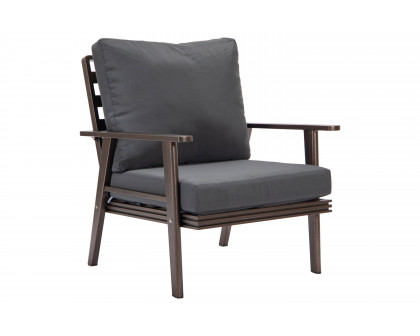 LeisureMod Walbrooke Modern 3-Piece Outdoor Patio Set with Brown Aluminum Frame - Charcoal