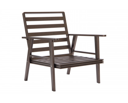 LeisureMod Walbrooke Modern 3-Piece Outdoor Patio Set with Brown Aluminum Frame - Charcoal