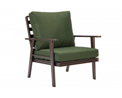 LeisureMod Walbrooke Modern 3-Piece Outdoor Patio Set with Brown Aluminum Frame - Green