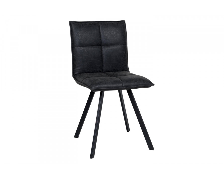 LeisureMod Wesley Modern Leather Dining Chair with Metal Legs - Charcoal/Black