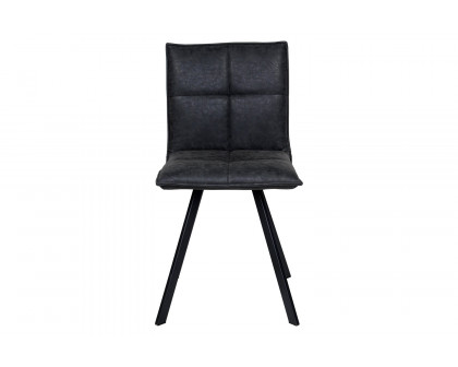 LeisureMod Wesley Modern Leather Dining Chair with Metal Legs - Charcoal/Black