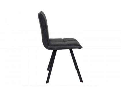 LeisureMod Wesley Modern Leather Dining Chair with Metal Legs - Charcoal/Black