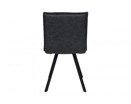 LeisureMod Wesley Modern Leather Dining Chair with Metal Legs - Charcoal/Black