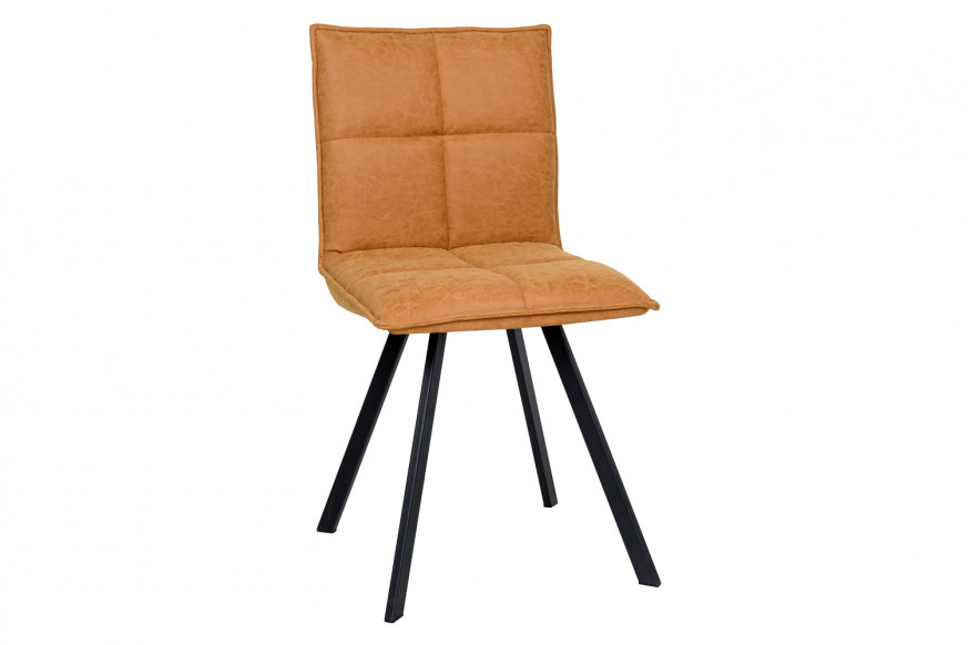 LeisureMod™ Wesley Modern Leather Dining Chair with Metal Legs - Light Brown