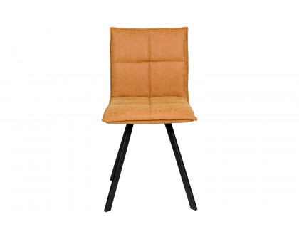 LeisureMod™ Wesley Modern Leather Dining Chair with Metal Legs - Light Brown