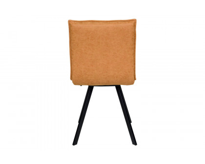 LeisureMod™ Wesley Modern Leather Dining Chair with Metal Legs - Light Brown