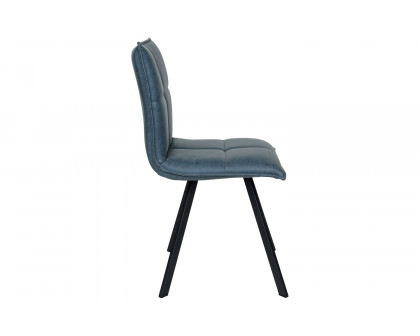 LeisureMod Wesley Modern Leather Dining Chair with Metal Legs - Peacock/Blue