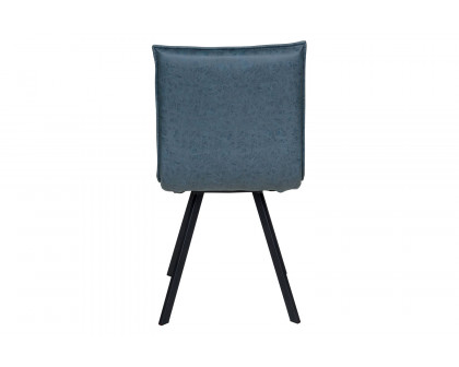 LeisureMod Wesley Modern Leather Dining Chair with Metal Legs - Peacock/Blue