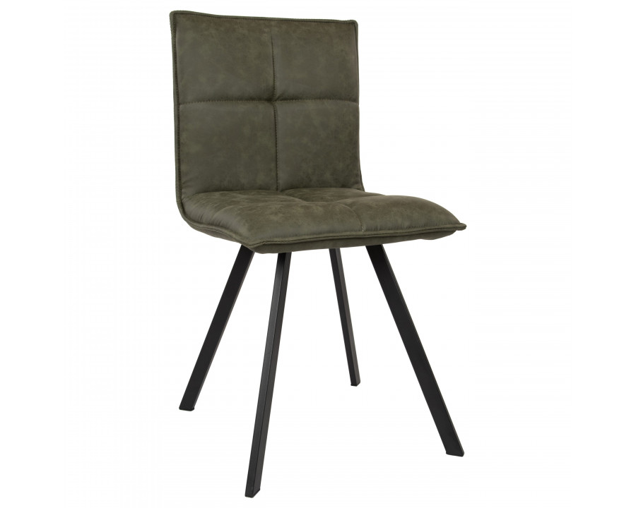 LeisureMod Wesley Modern Leather Dining Chair with Metal Legs