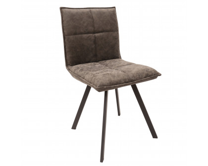 LeisureMod Wesley Modern Leather Dining Chair with Metal Legs