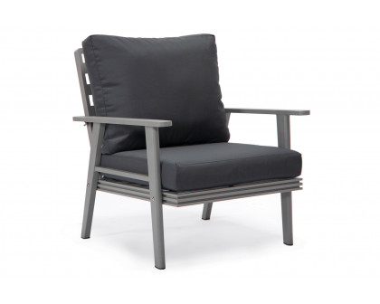 LeisureMod Walbrooke Modern Gray Patio Conversation With Square Fire Pit & Tank Holder - Charcoal