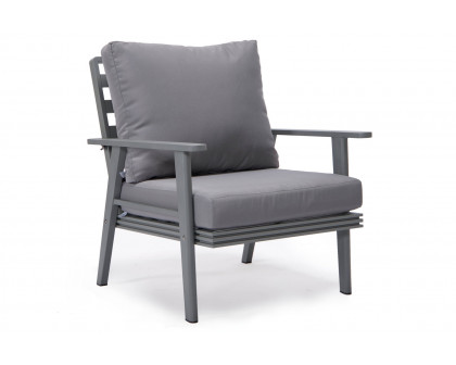 LeisureMod Walbrooke Modern Gray Patio Conversation With Square Fire Pit & Tank Holder - Gray