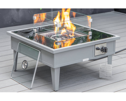 LeisureMod Walbrooke Outdoor Patio Square Fire Pit and Tank Holder - Gray