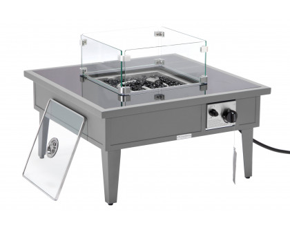 LeisureMod Walbrooke Modern Outdoor Square Fire Pit Table with Powder-Coated Aluminum Frame