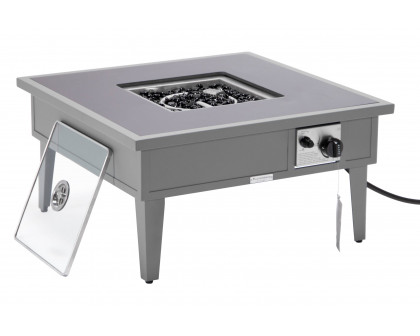 LeisureMod Walbrooke Modern Outdoor Square Fire Pit Table with Powder-Coated Aluminum Frame - Gray