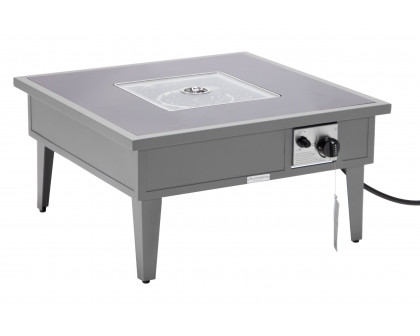 LeisureMod Walbrooke Modern Outdoor Square Fire Pit Table with Powder-Coated Aluminum Frame - Gray