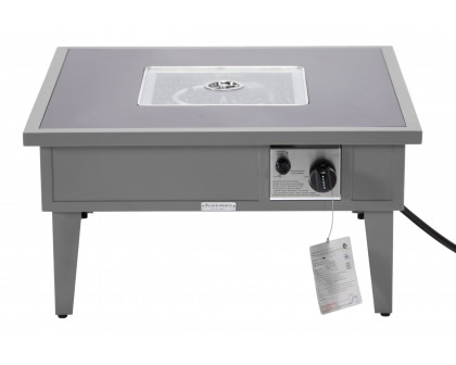 LeisureMod Walbrooke Modern Outdoor Square Fire Pit Table with Powder-Coated Aluminum Frame - Gray