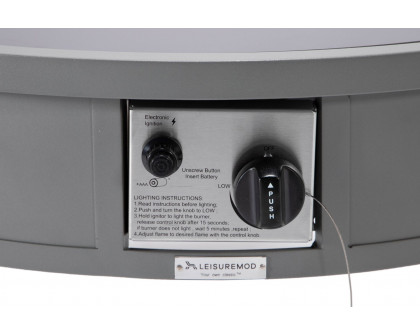 LeisureMod™ Walbrooke Modern Gray Patio Conversation With Round Fire Pit & Tank Holder - Beige