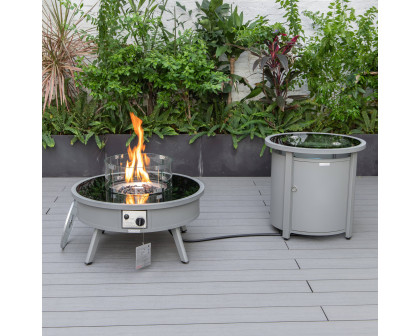 LeisureMod Walbrooke Outdoor Patio Round Fire Pit and Tank Holder