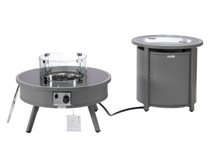 LeisureMod Walbrooke Outdoor Patio Round Fire Pit and Tank Holder - Gray