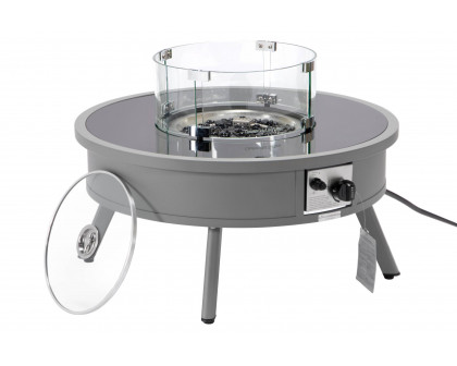 LeisureMod Walbrooke Outdoor Patio Round Fire Pit and Tank Holder - Gray