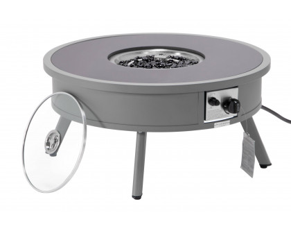 LeisureMod Walbrooke Outdoor Patio Round Fire Pit and Tank Holder - Gray