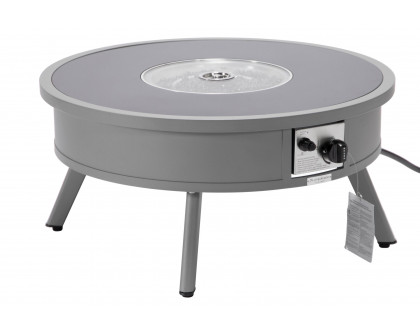 LeisureMod Walbrooke Modern Outdoor Round Fire Pit Table with Powder-Coated Aluminum Frame - Gray