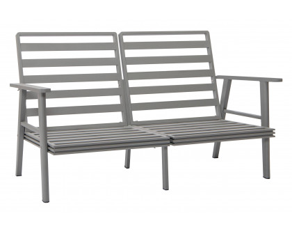 LeisureMod Walbrooke Modern Outdoor Patio Loveseat with Gray Aluminum Frame and Removable Cushions - Beige