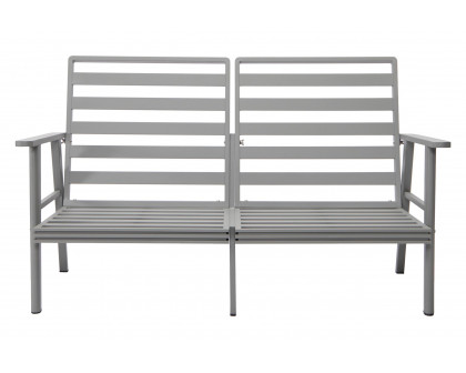 LeisureMod Walbrooke Modern Outdoor Patio Loveseat with Gray Aluminum Frame and Removable Cushions - Beige