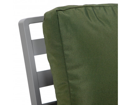 LeisureMod Walbrooke Modern Outdoor Patio Loveseat with Gray Aluminum Frame and Removable Cushions - Green