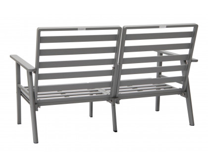 LeisureMod Walbrooke Modern Outdoor Patio Loveseat with Gray Aluminum Frame and Removable Cushions - Gray