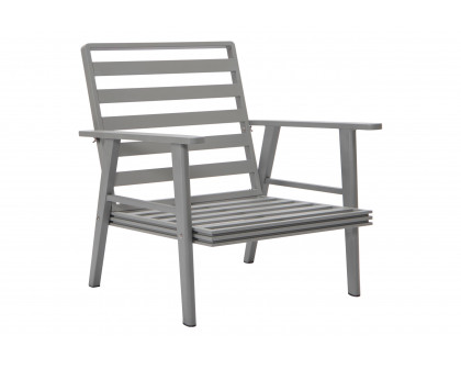 LeisureMod Walbrooke Modern 3-Piece Outdoor Patio Set with Gray Aluminum Frame - Beige