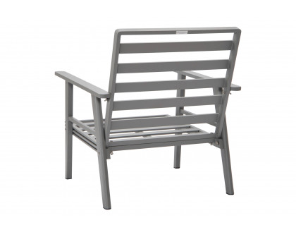 LeisureMod Walbrooke Modern 3-Piece Outdoor Patio Set with Gray Aluminum Frame - Beige