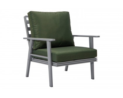 LeisureMod Walbrooke Modern 3-Piece Outdoor Patio Set with Gray Aluminum Frame - Green