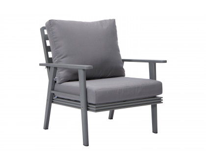 LeisureMod Walbrooke Modern 3-Piece Outdoor Patio Set with Gray Aluminum Frame - Gray