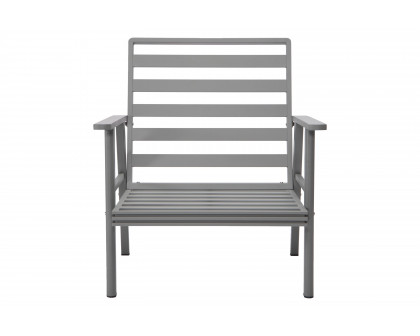 LeisureMod Walbrooke Modern 3-Piece Outdoor Patio Set with Gray Aluminum Frame - Light Gray