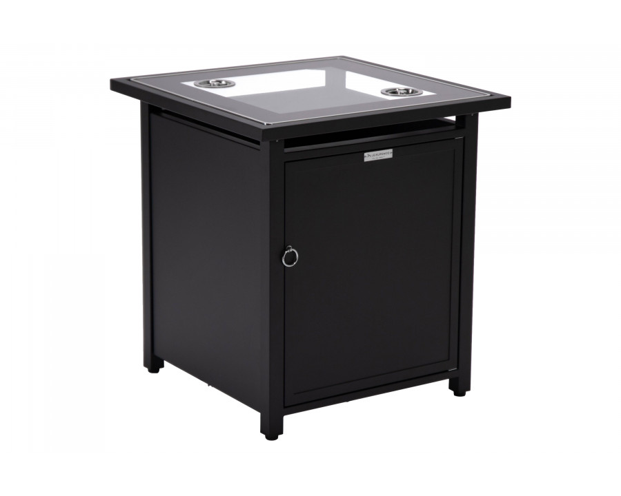 LeisureMod Walbrooke Modern Square Tank Holder Table with Tempered Glass Top and Powder Coated Aluminum - Black