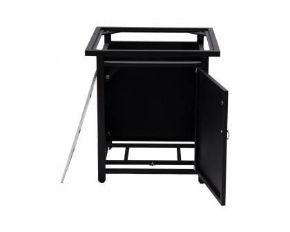 LeisureMod Walbrooke Modern Square Tank Holder Table with Tempered Glass Top and Powder Coated Aluminum - Black