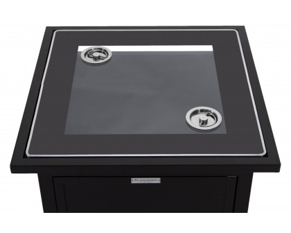 LeisureMod Walbrooke Modern Square Tank Holder Table with Tempered Glass Top and Powder Coated Aluminum - Black